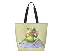 CNTDBU Bolsa de compras reutilizable Tyvek de The Funny Frog Making Yoga, ligera, plegable, de papel, impermeable, duradera, respetuosa con el medio ambiente, para compras, trabajo, viajes