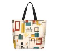 CNTDBU Bolsa de hombro moderna de mediados de siglo de gran capacidad para mujer, de poliéster resistente al agua, para compras, trabajo, uso diario