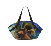 CNTDBU Bolsa de manta de picnic 2 en 1 con diseño de Islas del Caribe, plegable, impermeable, redonda, para parque de playa, bolsa portátil de camping con bolsillos de almacenamiento para aventuras al