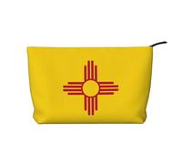 CNTDBU Bolsa de maquillaje de pana con cremallera, diseño de bandera de Nuevo México, bolsa de cosméticos para viajes, artículos de tocador y uso diario