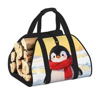 CNTDBU Bolsa de transporte de leña con diseño de pingüino, de lona resistente, impermeable, con asas acolchadas