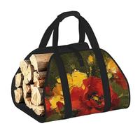 CNTDBU Bolsa de transporte de leña con flores y pintura al óleo, resistente al agua, con asas acolchadas