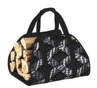 CNTDBU Bolsa de transporte de leña con patrón de tejido de fibra, bolsa de lona resistente, transportador de madera impermeable con asas acolchadas