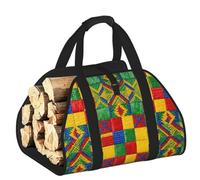 CNTDBU Bolsa de transporte de leña con patrón tejido, bolsa de lona resistente, transportador de madera impermeable con asas acolchadas