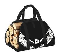CNTDBU Bolsa de transporte de leña de águila blanca y negra, bolsa de lona resistente, transportador de madera impermeable con asas acolchadas