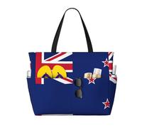 CNTDBU Bolsa de viaje de playa de gran capacidad con bandera de Nueva Zelanda, impermeable, con 7 bolsillos, bolsa de gran tamaño para gimnasio, camping, ligera, plegable