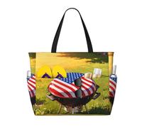 CNTDBU Bolsa de viaje de playa de gran capacidad para barbacoa del 4 de julio, bolsa de viaje impermeable con 7 bolsillos, bolsa de gran tamaño para gimnasio, camping, ligera y plegable