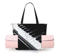 CNTDBU Bolsa de yoga para mujer con teclado de piano, bolsa de gimnasio grande con soporte para esterilla de yoga, bolsa de hombro ligera para entrenamiento, viajes, playa