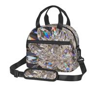 CNTDBU Bolsa térmica de almuerzo con diseño de flores de cristal para el trabajo, bolsa de alimentos con correa ajustable para el hombro, enfriador a prueba de fugas para uso diario