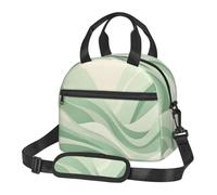 CNTDBU Bolsa térmica para el almuerzo con diseño curvo beige salvia para el trabajo, bolsa de alimentos aislada con correa de hombro ajustable, enfriador a prueba de fugas para uso diario