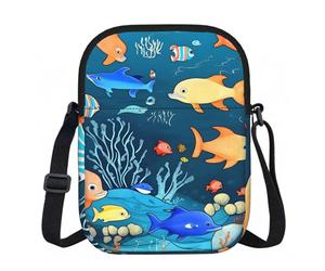 CNTDBU Bolso cruzado pequeño azul bajo el agua del mundo de los peces, monedero ligero con cremallera para mujer, impermeable, casual, para viajes, cartera de teléfono