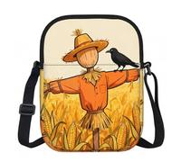CNTDBU Bolso cruzado pequeño con diseño de cuervo de espantapájaros, bolso ligero con cremallera para mujer, impermeable, casual, para viajes, cartera de teléfono