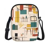 CNTDBU Bolso cruzado pequeño moderno de mediados de siglo, ligero con cremallera para mujer, impermeable, casual, para viajes, cartera de teléfono