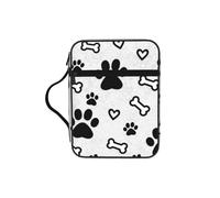 CNTDBU Bones And Dog Paws - Bolsa de estudio bíblico con asas, organizador resistente al agua para viajes a la iglesia, soporte para bolígrafos, tableta, bolsillo para diario