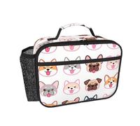 CNTDBU Bonita bolsa de almuerzo aislada con cabeza de perro para hombres y mujeres, bolsa térmica para el trabajo, oficina, lonchera a prueba de fugas con bolsillo de malla para alimentos