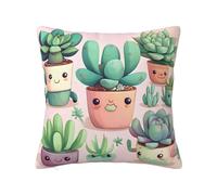 CNTDBU Bonita funda de cojín de felpa de doble cara con diseño de plantas suculentas, funda de almohada cuadrada suave y acogedora con cremallera oculta, funda de almohada decorativa para cama, sofá o