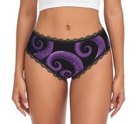 CNTDBU Bragas de bikini de encaje negro con diseño de tentáculo de pulpo para mujer, bragas suaves y elásticas de talle bajo, sin costuras, transpirables, hipster para uso diario, Negro, M