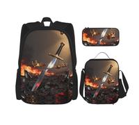 CNTDBU Broken Sword Crown - Mochila de almuerzo 3 en 1, bolsa de viaje para viajeros, bolsa de almuerzo aislada para el trabajo con funda para laptop