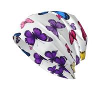 CNTDBU ButterflyGorro unisex con estampado completo, suave y elástico para invierno, gorro novedoso de doble cara, regalo divertido para hombres, mujeres y parejas, color negro