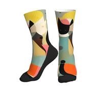 CNTDBU Calcetines deportivos de mediados de siglo con diseño de gato con suela negra, calcetines atléticos con cojín medio para hombres y mujeres