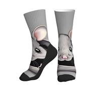 CNTDBU Calcetines deportivos de ratas grises con suela negra, calcetines atléticos de amortiguación media para hombres y mujeres