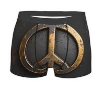 CNTDBU Calzoncillos tipo bóxer para hombre con logotipo de la paz, con bolsa de contorno, ropa interior elástica y transpirable, cintura sin etiquetas, absorbe la humedad, Negro, XL