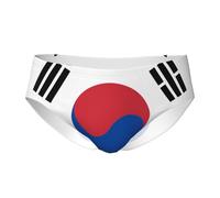 CNTDBU Calzoncillos triangulares para hombre, con diseño de bandera de la República de Corea, suave, elástica, transpirable, con bolsa, cintura sin etiquetas, absorbe la humedad para uso diario, Negro