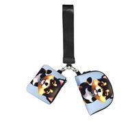 CNTDBU Card Love Fancy Puppy - Cartera con llavero para mujer, bolsa de muñeca pequeña para llaves, tarjetas, paquete de 2 bolsas con cremallera para correr, gimnasio, viajes, deportes al aire libre