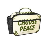CNTDBU Choose Peace Text - Lonchera térmica para hombres y mujeres, bolsa térmica para el trabajo, oficina, lonchera a prueba de fugas con bolsillo de malla para alimentos