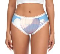 CNTDBU Cloud Hot Air - Ropa interior de bikini de encaje negro para mujer, bragas suaves y elásticas de talle bajo, sin costuras, transpirables, hipster para uso diario, blanco, XXL