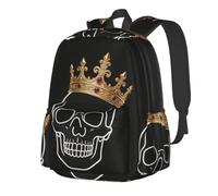 CNTDBU Crown Skull - Mochila plana ligera e informal para adultos, mochila de viaje de gran capacidad con correas acolchadas, bolsa de viaje resistente al agua