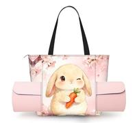 CNTDBU Cute Bunny - Bolsa de yoga para mujer, bolsa de gimnasio grande con soporte para esterilla de yoga, bolsa de hombro ligera para entrenamiento, viajes, playa