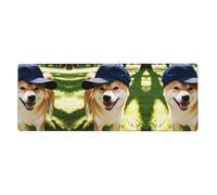 CNTDBU Cute Shiba Inu - Alfombrilla de escritorio extra grande de 11.8 x 31.5 pulgadas, alfombrilla antideslizante para mouse para juegos con borde cosido, almohadilla impermeable para teclado para
