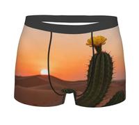 CNTDBU Desert Cactus Bloom - Calzoncillos tipo bóxer para hombre con bolsa de contorno, ropa interior elástica y transpirable, cintura sin etiquetas, absorbe la humedad, Negro, L