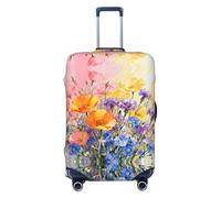 CNTDBU Dopamine - Funda elástica para maleta, diseño de flores silvestres, protector de equipaje para viajes, resistente a los arañazos, se adapta a la mayoría de maletas, Black, L, bohemio