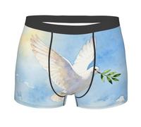 CNTDBU Dove Olive Branch - Calzoncillos tipo bóxer para hombre con bolsa de contorno, ropa interior suave y elástica, transpirable, cintura sin etiquetas, absorbe la humedad, Negro, M