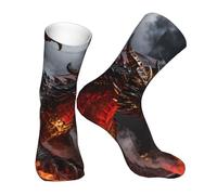 CNTDBU Dragon Fire Flame - Calcetines gruesos para hombres y mujeres, cálidos, transpirables, estampados, para uso diario en interiores y exteriores