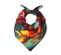 CNTDBU Dragon King in Fire - Bufanda cuadrada de satén multiusos de 55 x 55 cm, bandana de tacto de seda para mujeres y hombres, bufanda suave para el cabello, bufanda para el cuello, pañuelo para la
