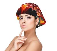 CNTDBU Dragon King in Fire - Gorro de dormir de satén para mujer, doble capa de seda suave, protección ajustable para el cabello, gorra de noche para cabello largo natural rizado