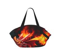 CNTDBU Dragon King in Fire - Manta de picnic 2 en 1, plegable, impermeable, redonda, para parque de playa, bolsa portátil de camping con bolsillos de almacenamiento para aventuras al aire libre