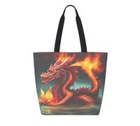 CNTDBU Dragon King in Fire Tyvek - Bolsa de compras reutilizable, ligera, plegable, de papel, impermeable, duradera, respetuosa con el medio ambiente, para compras, trabajo, viajes