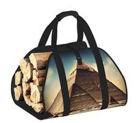 CNTDBU Dreaming of the Pyramids of Khufu - Bolsa de transporte de leña de lona resistente, transportador de madera impermeable con asas acolchadas