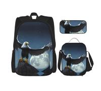 CNTDBU Eagle under the stars - Juego de mochila para el almuerzo, bolsa de viaje 3 en 1 para viajeros, bolsa de almuerzo aislada para el trabajo con funda para laptop