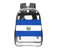 CNTDBU El Salvador - Mochila transparente de 16 pulgadas, bolsa de PVC transparente aprobada para estadios, bolsillo frontal con estampado personalizado, mochila de viaje ligera unisex