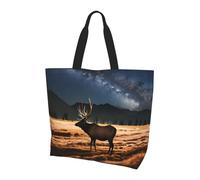 CNTDBU Elk in the Meadow - Bolsa de hombro grande para mujer, ligera, impermeable, bolsa de compras reutilizable con bolsillo interior para el trabajo y viajes