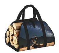 CNTDBU Elk in the Meadow - Bolsa de transporte de leña de lona resistente, impermeable, con asas acolchadas