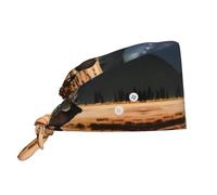 CNTDBU Elk in the Meadow - Gorra de trabajo con botones, gorro de chef suave para limpiar la cocina, gorra ajustable para spa, salón de belleza, sombrero unisex negro