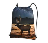 CNTDBU Elk in the Meadow - Mochila con cordón y cremallera, impermeable, ligera, para deportes de gimnasio, bolsa ajustable para viajes, senderismo