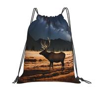 CNTDBU Elk In The Meadow - Mochila grande impermeable y ligera para deportes de gimnasio, mochila casual con cordón para viajes, senderismo