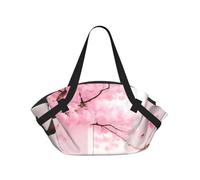 CNTDBU Escalera de cerezo rosa 2 en 1, manta de picnic, plegable, impermeable, alfombra redonda para parque de playa, bolsa portátil de camping con bolsillos de almacenamiento para aventuras al aire